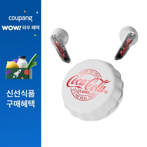코카콜라 140주년 에디션 블루투스 이어폰 오픈형 무선 노이즈 캔슬링 통화 이어폰, 화이트, ZEEKO_T13