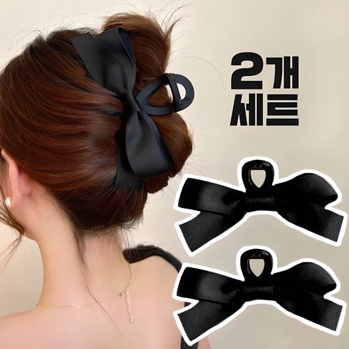 2p 왕 리본 헤어 빅사이즈 머리 집게 핀