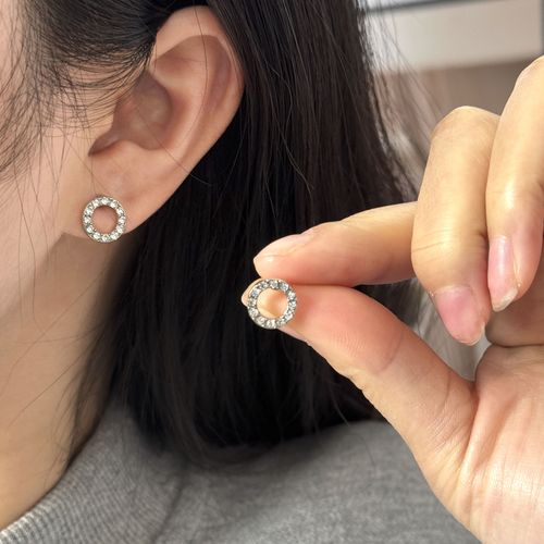 미니 원형 큐빅 고급 귀걸이