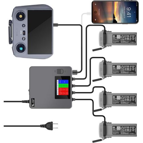 DJI Air 3 및 3S용 LYONGTECH 디스플레이 배터리 충전기 전체 저장 충전 LCD 6 in 1 멀티 허브 급속 4개 드론 액세서리