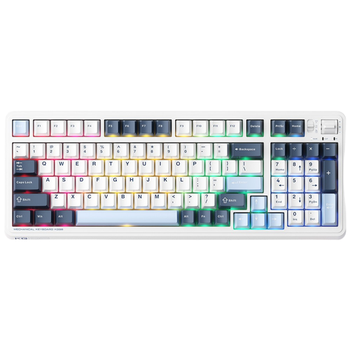 Machenike 메카닉 KG98 기계식 키보드 RGB 97키 핫스왑 무선 게이밍 키보드, 은축, 파란색