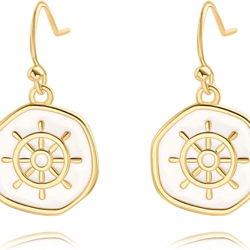 골드 드롭 귀걸이 작은 원형 디스크 선 후프 여성용 심플하고 미니멀한 주얼리 Brushed Round Earrings
