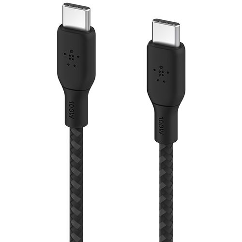 벨킨 부스트업 브레이디드 C타입-C타입 초고속 충전 케이블 100W PD, 2m, 1개, 블랙(CAB014bt2MBK)