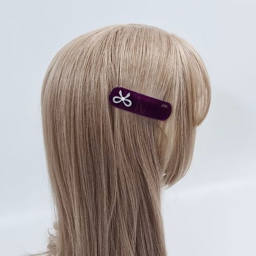 시크몽 프랑스핀 6.8cm 미니 리본 포인트 둥근 사각 헤어 똑딱핀