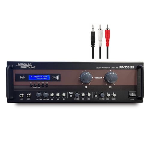 쟈가 앰프 PA-306BT 노래방앰프 2채널 블루투스앰프 파워앰프 320W출력+2RCA 케이블