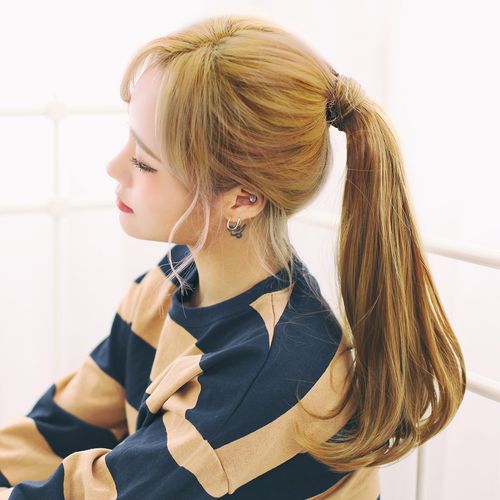 스타일포니 미디움 볼륨C컬 40cm 끈달비 가발 묶음머리 포니테일 달비 풍성한 숱