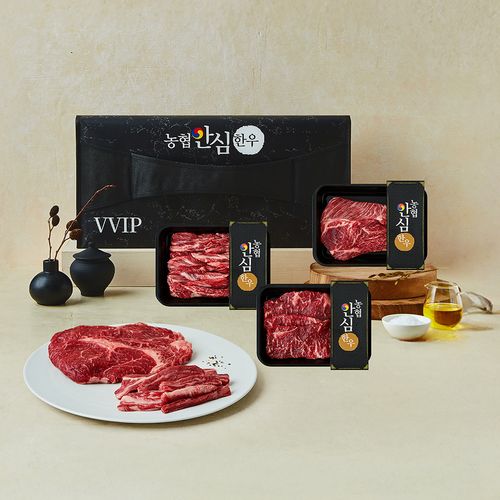 농협안심한우 1등급 구이세트 1호 900g (등심300g + 갈비살300g + 채끝300g) (냉장), 1세트, 300g