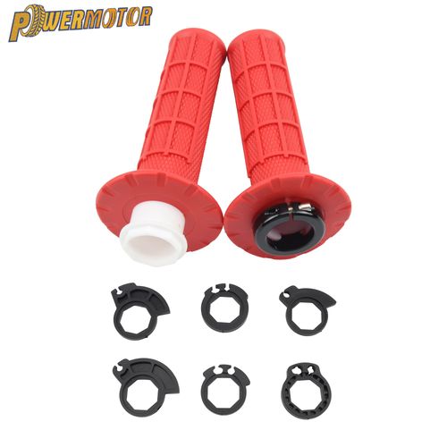빨간색 7/8인치 22mm 범용 오토바이 그립 스냅온 캠 핸드 그립 (KTM CRF SXF EXC 야마하 혼다 가와사키 스즈키 모토크로스 더트 바이크 용), 1세트, 빨간색