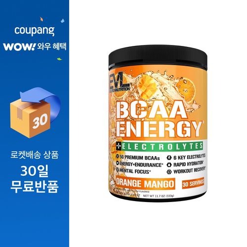 EVLUTIONNUTRITION BCAA 에너지 전해질 오렌지 망고, 333g, 1개
