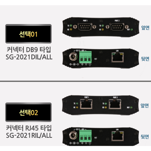 시스템베이스 SG-2021/DIL ALL DB9 type or SG-2021/RIL ALL RJ45 type 2포트 RS232 RS422 RS485 시리얼디바이스서버, SG-2021/DIL ALL, 1개