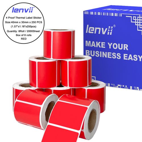 LENVII 멀티 사이즈 컬러 합성 감열 라벨지로 방수, 내유성, 스크래치, 찢김 방지, 선명한 인쇄가 가능하며 감열 프린터에 적용되어 색상 구분 기능이 있어 아름답고 효율적입니다, 1박스