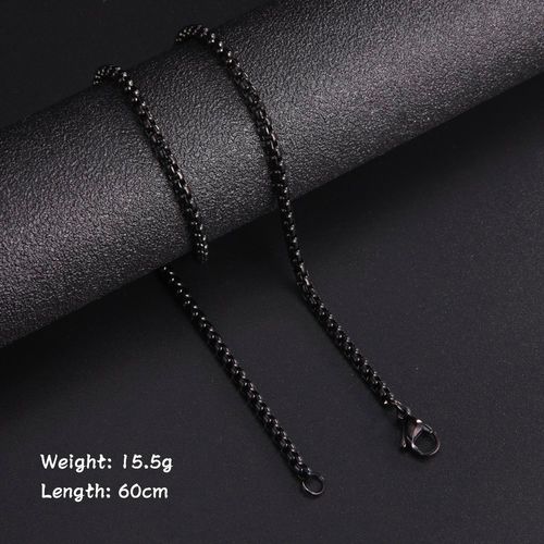 Skyrim 패션 60cm 긴 상자 체인 목걸이 남자 스테인레스 스틸 블랙 골드 컬러 링크 기본 펑크 쥬얼리