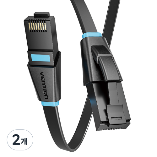 벤션 무산소 칼국수형 CAT6 기가비트 랜선 랜케이블, 혼합색상, 2개, 3m