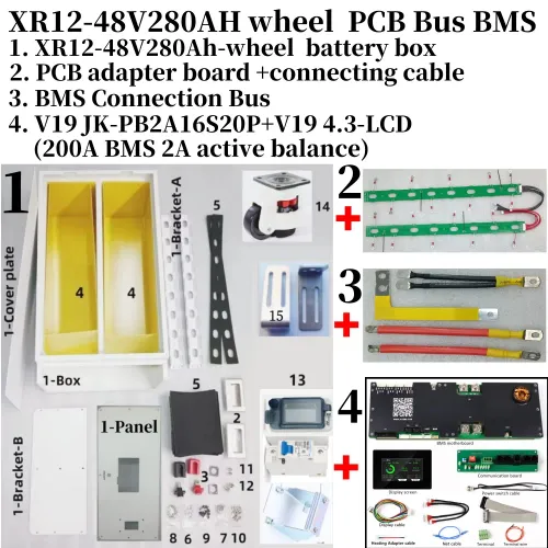 V19 JK 인버터 BMS XR12 48V 280AH LiFePO4 배터리 박스 16S 51.2v DIY 키트 태양광 가정용 에너지 저장 장