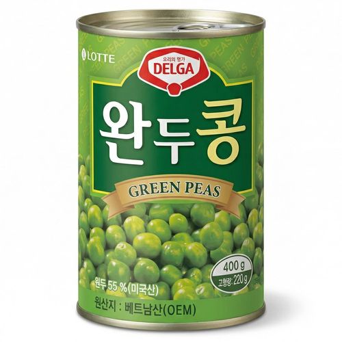 롯데 완두콩 캔 통조림 400g 음식 식자재 중국집 콩밥 건강 신선한, 400g, 1개