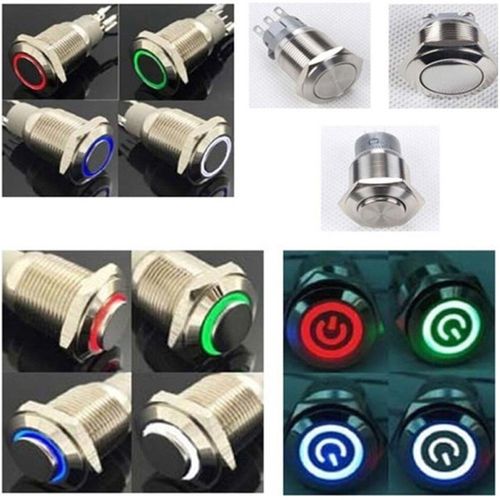 크롬스위치 LED 원형 12V 토글 푸쉬락 푸쉬온 12mm