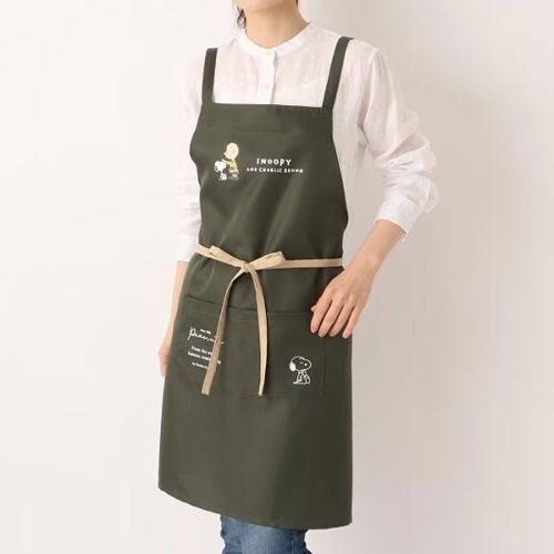 스누피 X형 앞치마 (스누피&찰리브라운 카키)
