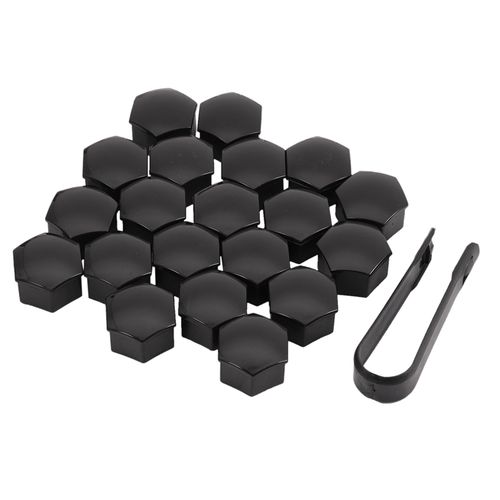 20pcs 21mm 자동차 타이어 휠 밝은 검은 볼트 너트 커버 TESLA 모델 S 12-17