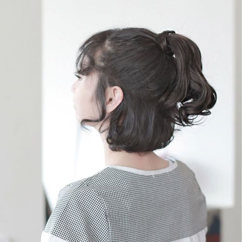 숏 웨이브 포니 30cm 끈달비 가발 묶음머리 포니테일 달비