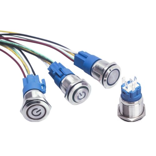 리틀브릿지 19mm 원형 LED 메탈 푸시 누름 버튼 온오프 방수 푸쉬 온 락 스위치, 1개