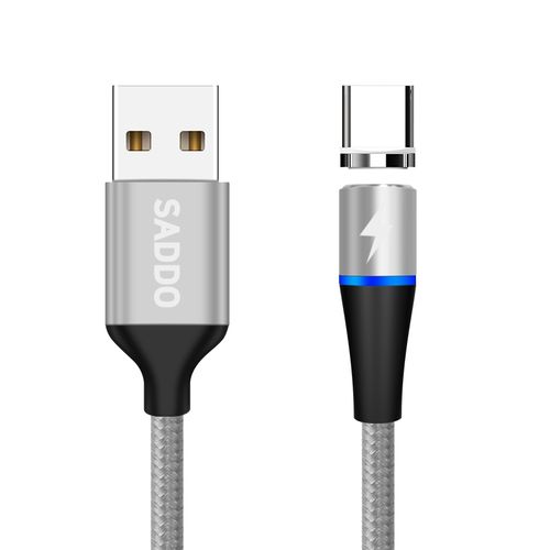 사또 3세대 USB C타입 커넥터 + 일자형 마그네틱 고속충전 케이블 세트, 1m, 실버, 1세트