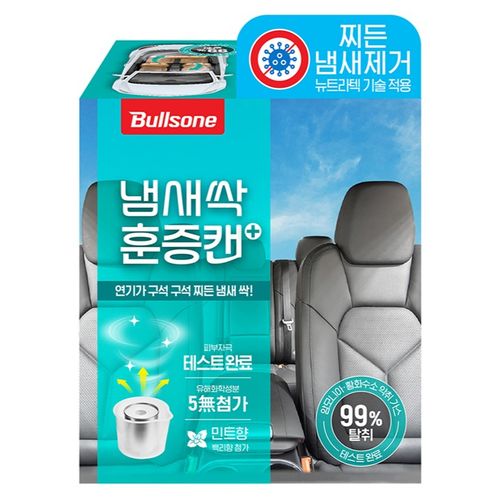 불스원 냄새싹 훈증캔 플러스 에어컨히터 차량실내 탈취제 민트향 본품, 5g, 1개