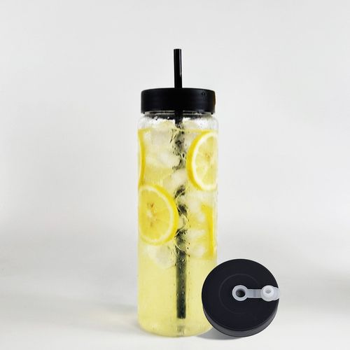 1리터 보틀 빨대홀캡 1박스 54개입 배달용기 대용량 1000ml 커피보틀 빨대캡 뚜껑포함, 1개, 1L, 투명
