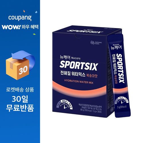 스포식스 뉴케어 전해질 워터믹스 복숭아맛, 3g, 30개