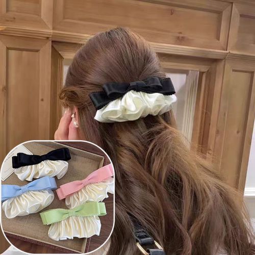 ZMBIRD 여성 새틴 프릴 빅리본 자동핀 4종 세트 T1196