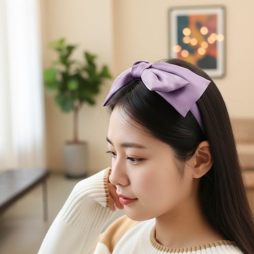 더가 왕 리본 헤어밴드 퍼플