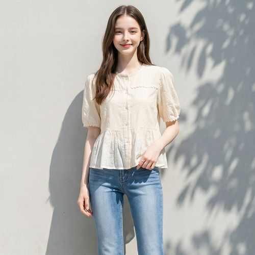 부루앤쥬디 자수 스캘럽 블라우스 BOSEBL504B