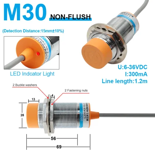 OMCH M8 M12 M30 유도 형 근접 스위치 센서 감지 거리 2/4 5/8 8/10mm NPN NO NC DC 3 선 636V