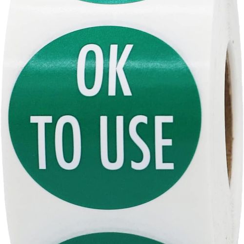 그린 화이트 OK to USE 스티커 1.5인치 원형 라벨 500매롤 안전검사 품질관리