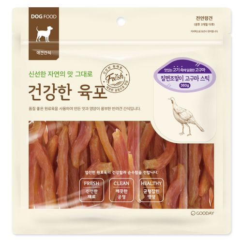 굿데이 강아지 건강한 육포 간식, 360g, 1개, 혼합맛(칠면조/고구마)