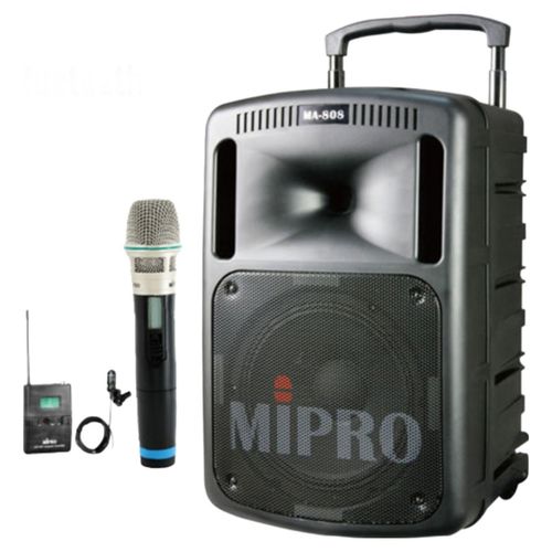 MIPRO 500W 블루투스 이동식앰프스피커 행사용 방송용, 벨트헤드셋마이크