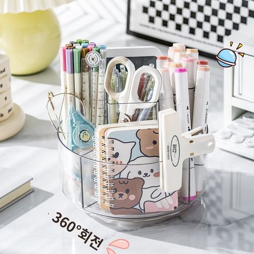 로미홀리 정리함 360도 아크릴 회전 수납함 정리대 SH1176, 1개, 투명