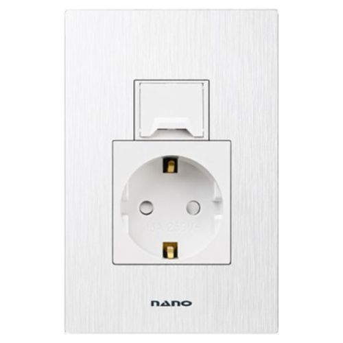 나노 SIMPLE 모던아트 셀프설치 패키지 헤어라인 안전접지형 플랫디자인 인테리어 아크릴 USB 2포트 1구 벽콘센트 화이트 + 이도피스 25mm 2p 세트