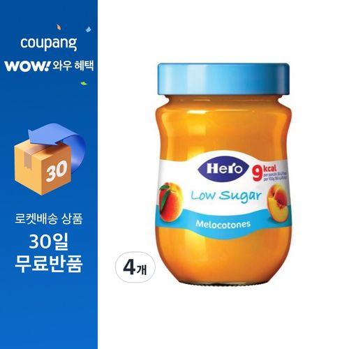 헤로 저당 복숭아잼, 4개, 280g