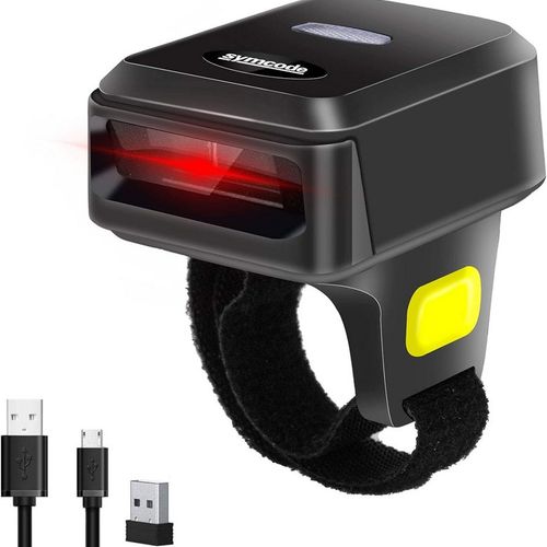 휴대용 링 블루투스 바코드 스캐너 무선 2.4Ghz 및 USB 유선 3 in 1 연결 윈도우.Mac OS.안드로이드.휴대용 웨어러블 미니 핑거