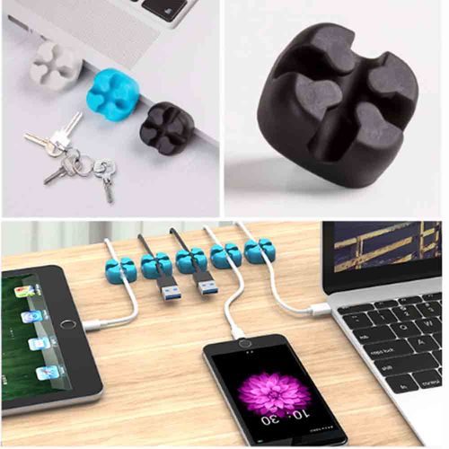 자체 선정리 실리콘 케이블 와인더 자석 클립 usb 클램프