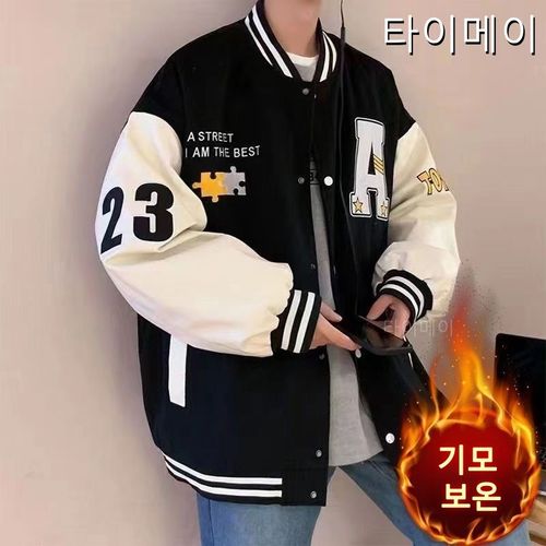 타이메이 트렌디한 야구복 남자 봄 가을 패션 캐주얼 백합 박색 자수 멋있는 남장 루즈한 재킷 위에 옷 캐주얼 야구복 외투