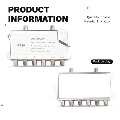 【ESTR】 2 입력 6 위성 멀티스위치 950-2150MHz 안테나 케이블 2 in 6 Out Diseqc LNB 전원 방수 독립형 T