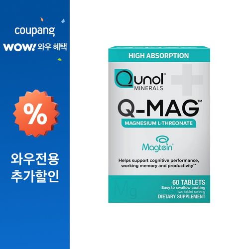 퀴놀 Q-MAG 마그네슘 L-트레오네이트 타블렛, 1개, 60정