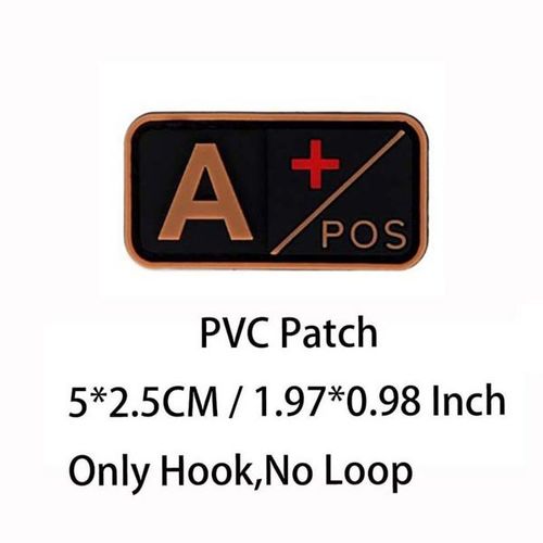 후크가 있는 작은 패치 PVC 혈액형 A B AB O POS NEG Emblemen 배낭 야외 장비의 군사 전술 배지 패치