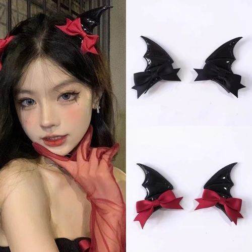 ZMBIRD 리본 악마 날개 머리핀 할로윈 소품 4PCS K1390