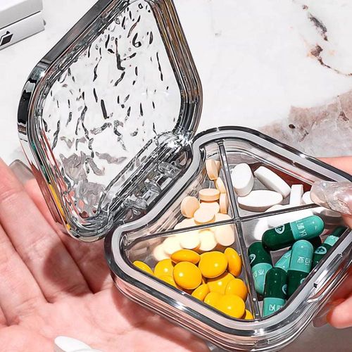 휴대용 방수 약통 4칸 투명 알약케이스 응급용품 알약보관함 알약보관통 gre-45199