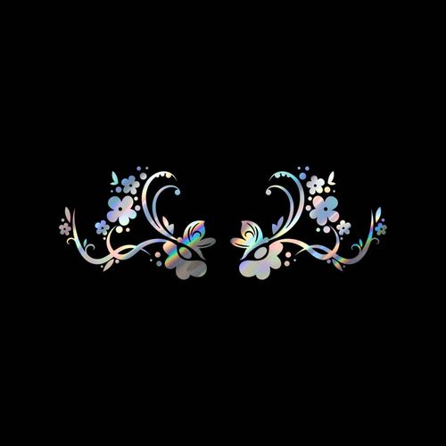 033 포인트 꽃과나비 튜닝스티커 (M사이즈) 세트, 홀로그램, 1세트