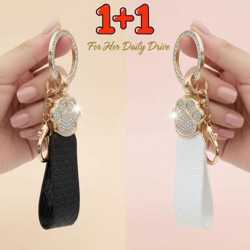 다잇대 고양이 발바닥 차량용 키링 악세사리, 블랙+화이트