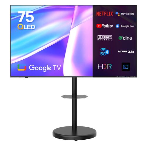 이노스 4K UHD QLED 구글 TV 75인치 스마트 티비 + 대형 삼탠바이미 티비 스탠드 삼텐바이미 TV 거치대 FS-30 블랙 세트