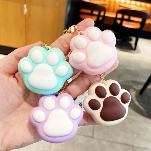 고양이 젤리 가방 꾸미기 차키 인형 홀더 고리 폼폼이 열쇠 발 실리콘 귀여운 참 가방 고양이 장식 dew945AR